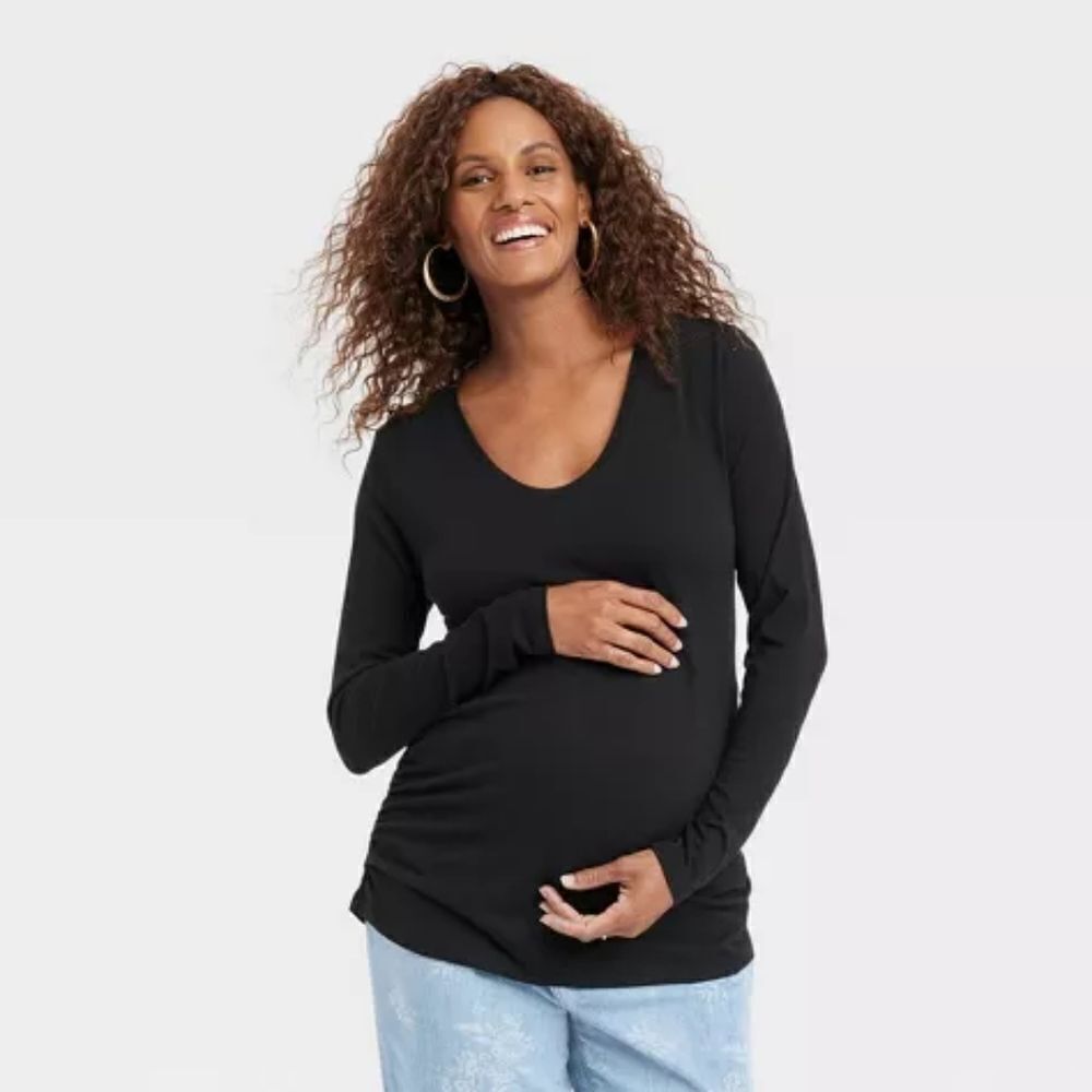 🆕🤱🏽Long Sleeve Scoop Neck Maternity T-Shirt from Isabel Maternity